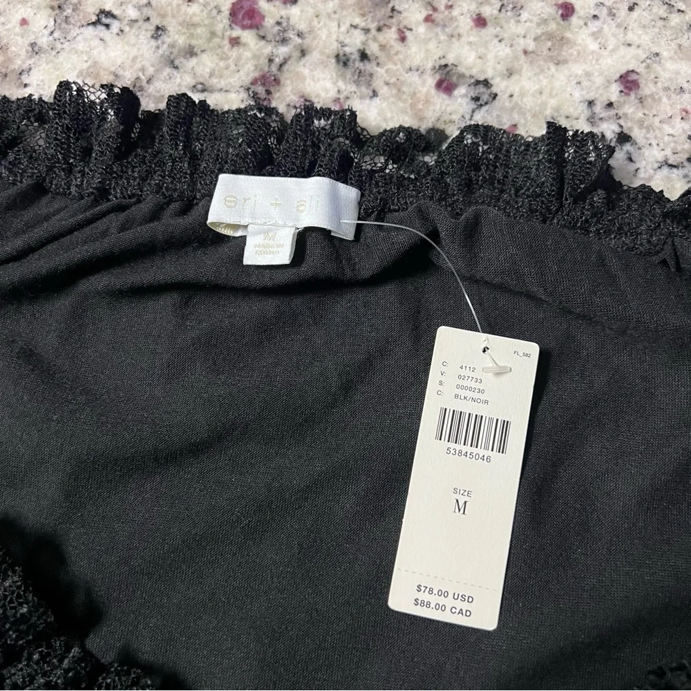 NWT, Anthropologie, Eri + Ali, Black, Lace, Off-Shoulder, Blouse Top‎ | Womens M